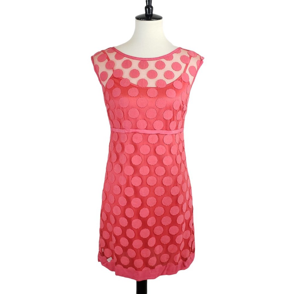Laundry by Shelli Segal Pink Polkadot Mesh Mini-Dress Small